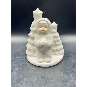 Vtg Snowbaby-Like Holding Star w/ Christmas Trees Decorative Figurine‎ 3.5" Tall